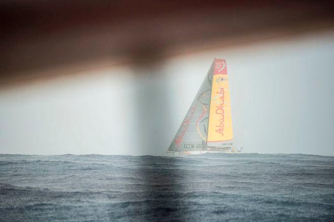 Leg 4, Day 16 - Abu Dhabi ahead - 'We were this close at sunrise. And then Azzam slammed us' - Sam Greenfield. Dongfeng managed to pull back ahead though, by just 0.2nm - Volvo Ocean Race 2014-15 © Sam Greenfield/Dongfeng Race Team/Volvo Ocean Race